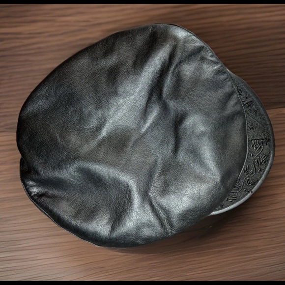 Vintage GREEK FISHERMANS Cap Mens X-Large Black Genuine Leather Fiddlers Hat USA - Picture 8 of 11